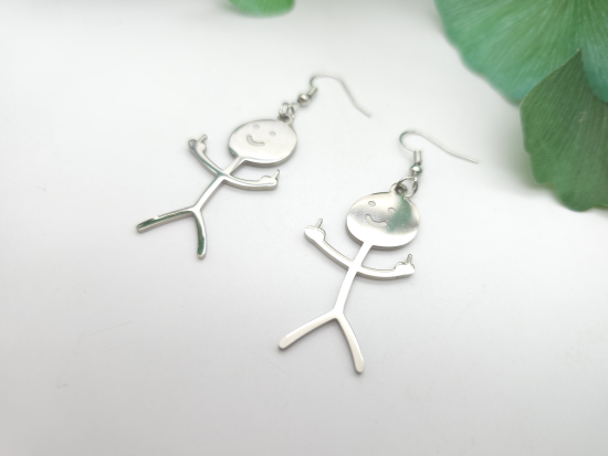 Preview: Männchen Stinkefinger Ohrringe Edelstahl